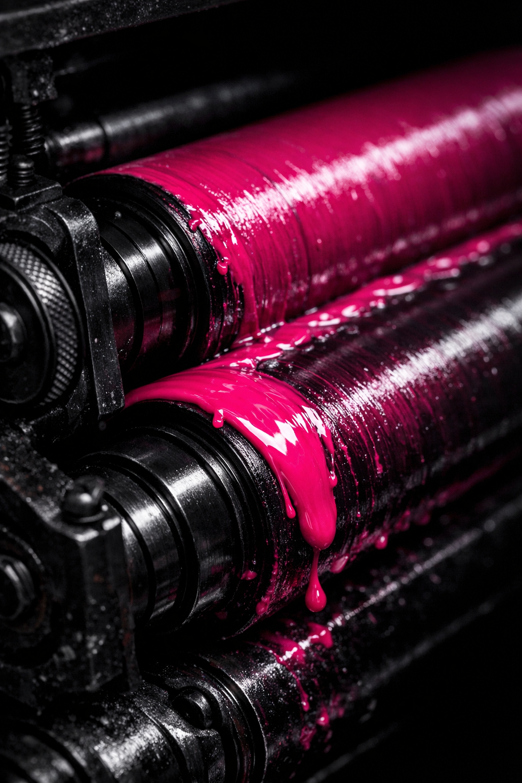 Magenta ink on offset press